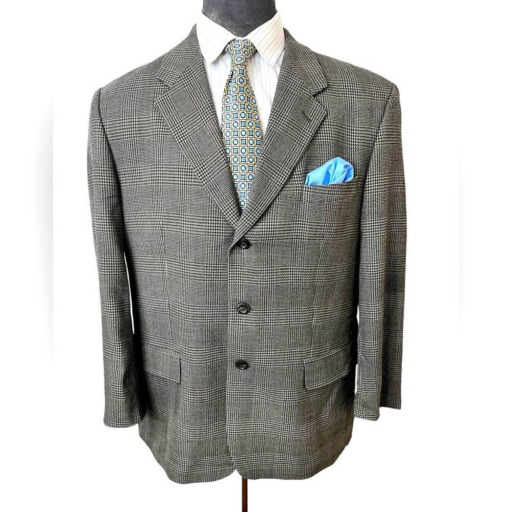 Brandini Tailored For Foleys Mens Sports Blazer 100% Wool Houndstooth Pe